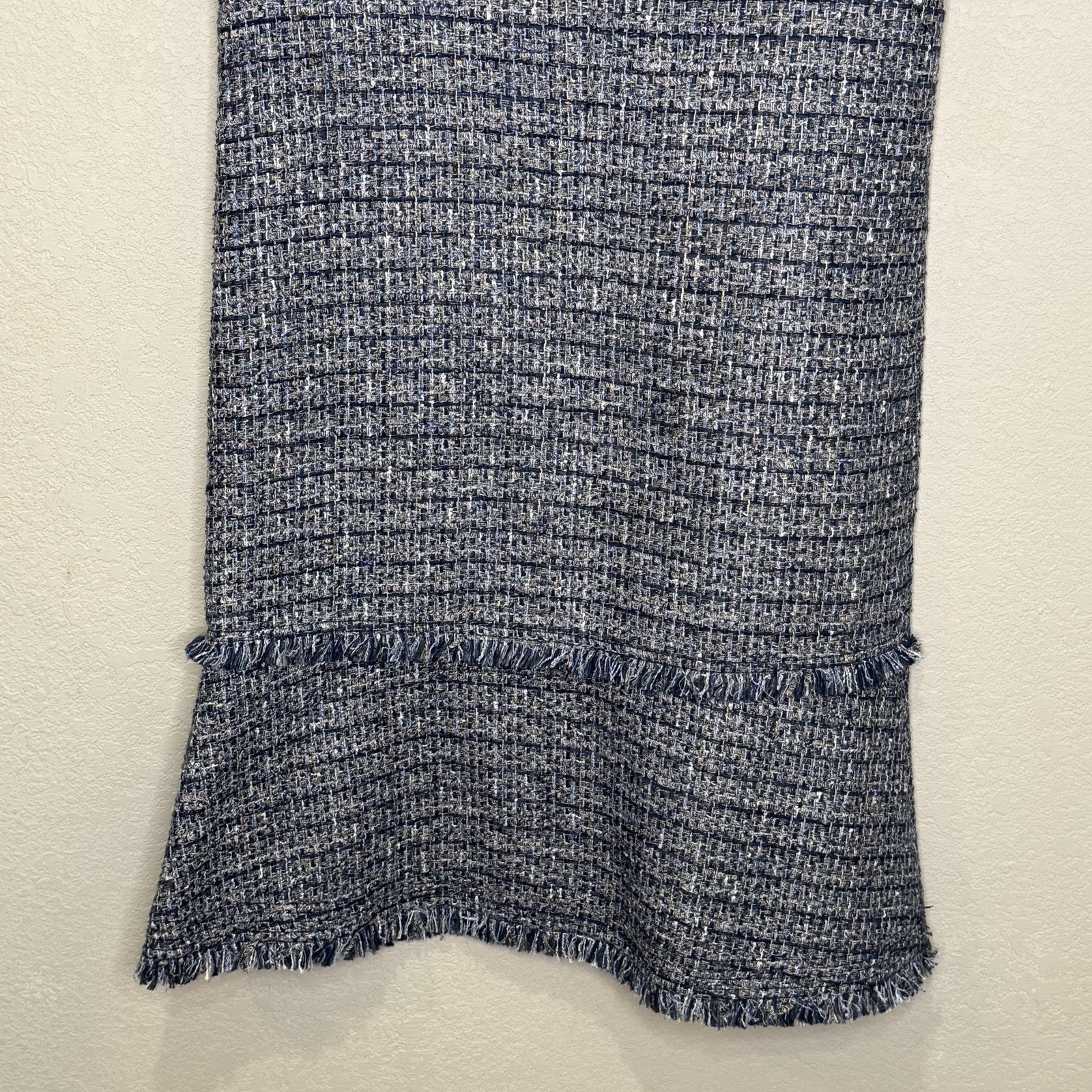 Lafayette 148 Dress Womens Petite Small Shift Tweed Fringe New Pockets