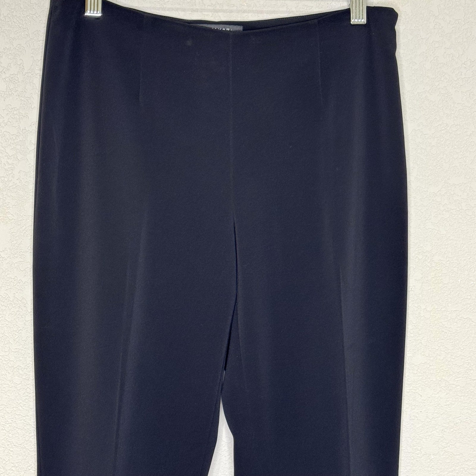 Elie Tahari Pants Womens 6 Black Ankle Slim Tapered Side Zip Triacetate Blend