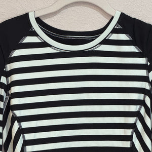 Lululemon Run Reflect Long Sleeve Black / Mint Striped Top Size 8