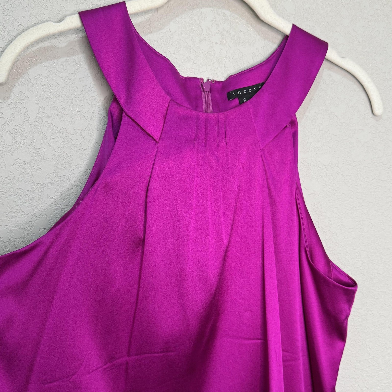 Theory Silk Tank Top Womens Small Purple Magenta Morisa Sleeveless Blouse Shirt