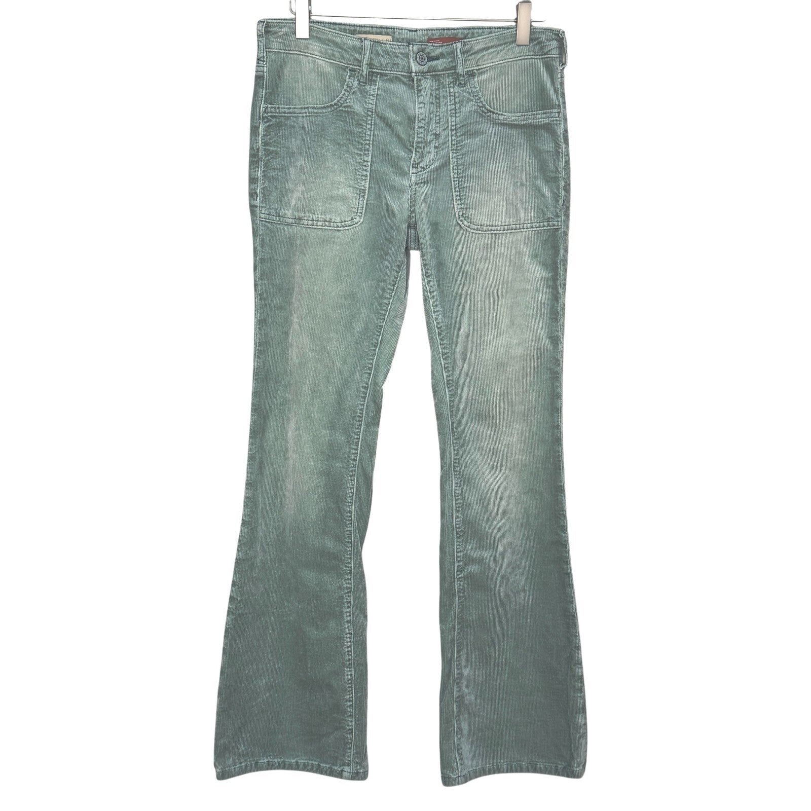 Anthropologie Pilcro The Icon Corduroy Jeans Pants Size 27 Green Flare Low Rise