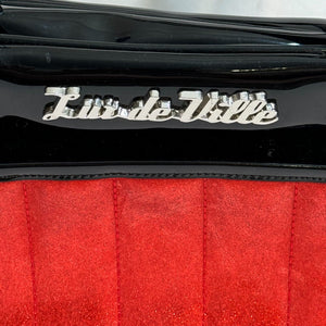 Lux De Ville Red Sparkle and Black Gloss Retro Pinup Hotrod Bag w Keychain