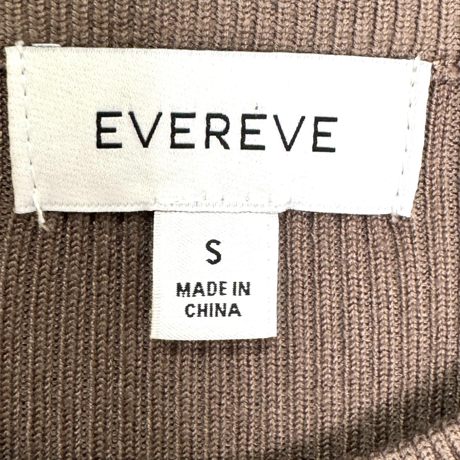 Evereve Dress Womens Small Brown Ribbed Knit Tie Waist Long Sleeve Midi Sweater