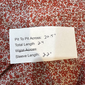 J.Crew Shirt Womens 6 Red Liberty Fabric Floral Long Sleeve Popover Ruffle Neck