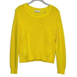 Sandro Paris Sweater Size 6 (2) Yellow Cotton Blend Knit Pullover Crewneck