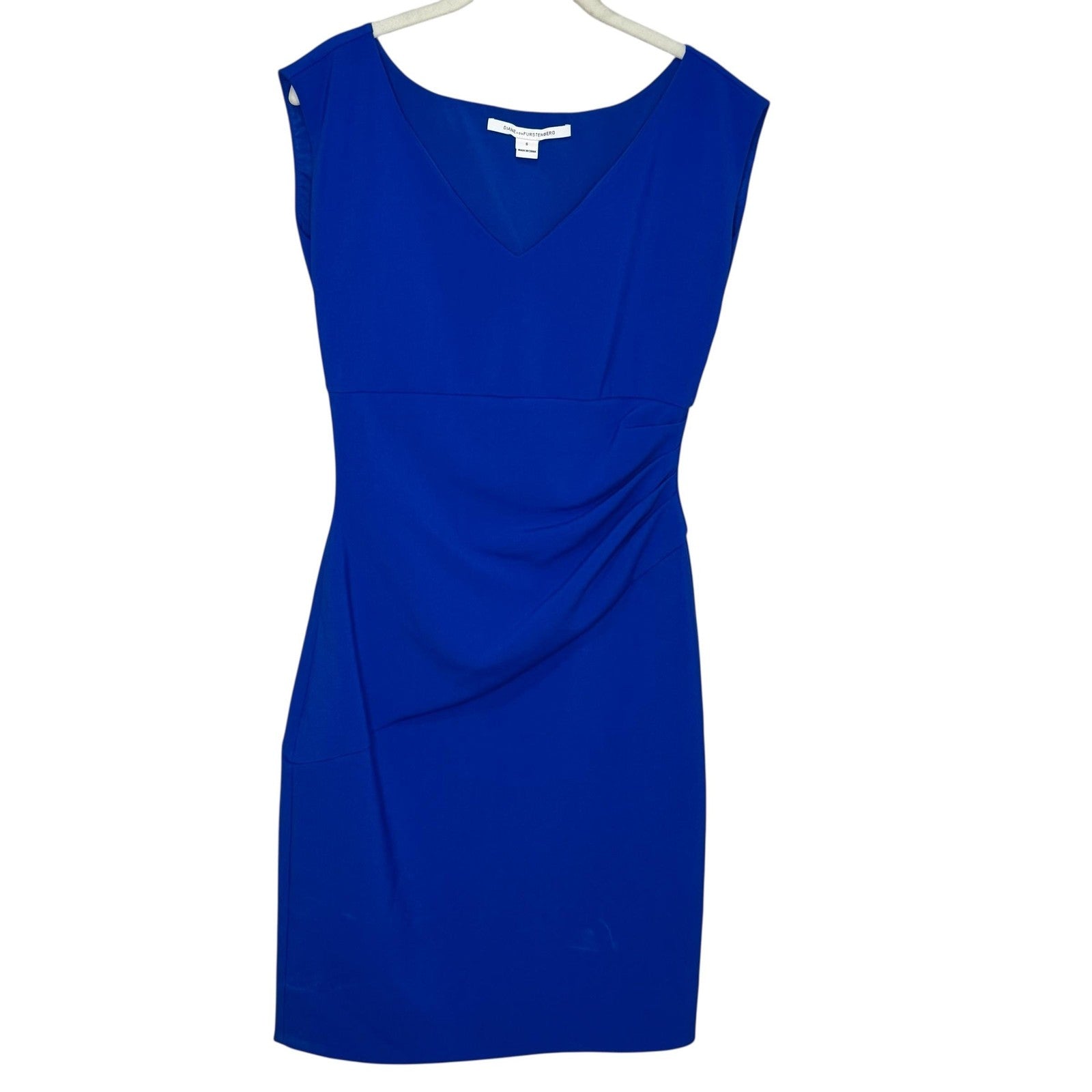 Diane von Furstenberg Dress Womens 6 Bevin Sheath Sleeveless Ruched Side Zip