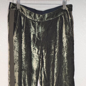 Luisa Cerano Green Velvet Jogger Pants Tuxedo Stripe Size 6