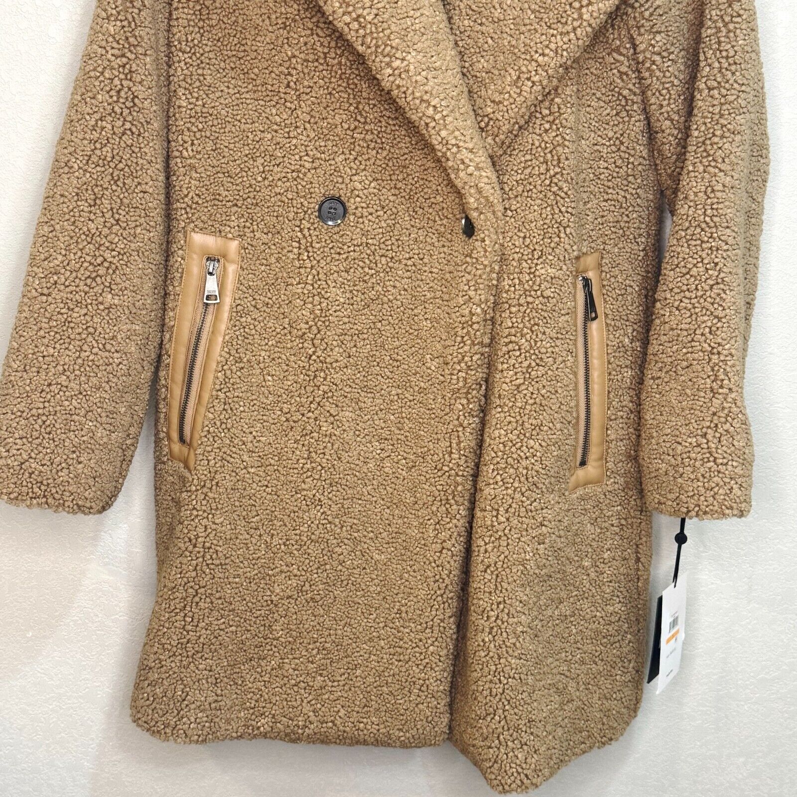 DKNY New Camel Oversized Long Sherpa Teddy Coat Size Small $400