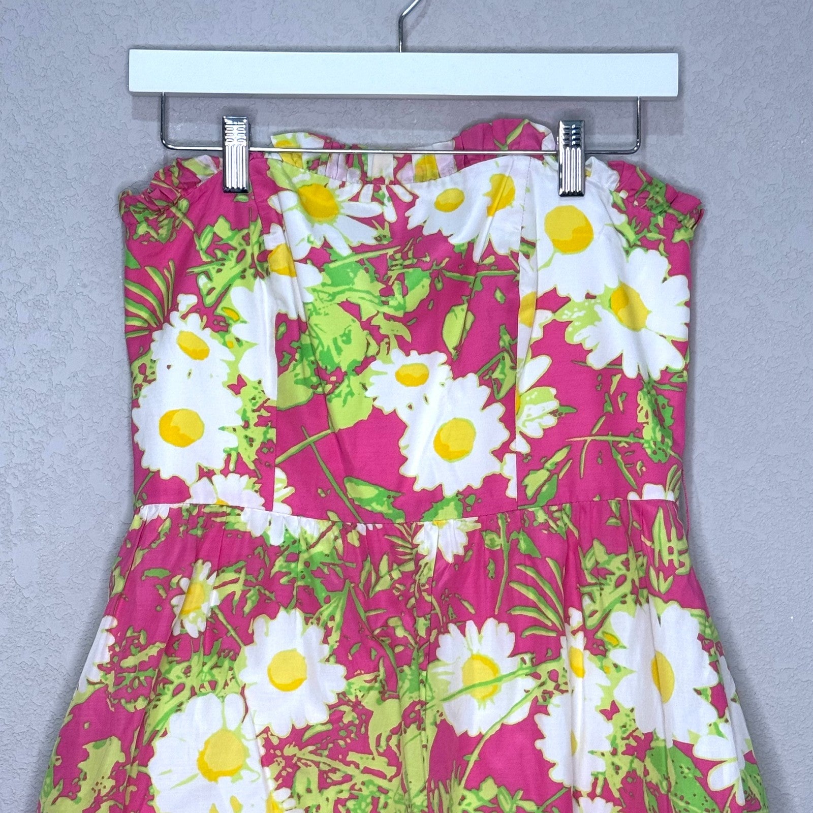 Lilly Pulitzer Briddie Strapless Dress Size 8 Daisy Floral Sundress Retro Mod