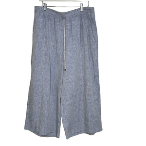 LAFAYETTE 148 NY Blue Linen Wide Leg Drawstring Pants Size 1X NEW $328