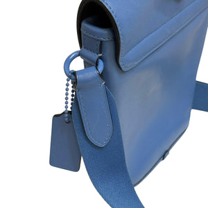 Coach Blue Crossbody Bag Leather Flap Messenger Modern Urban Adjustable Strap