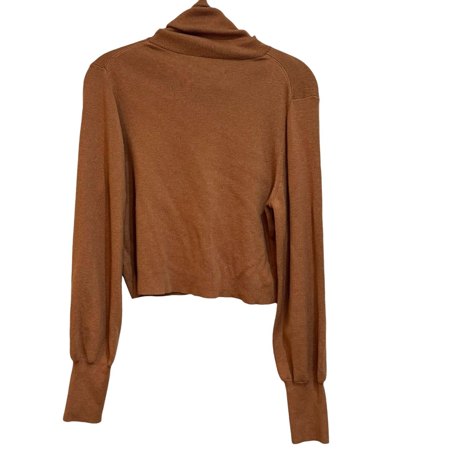 Aritzia Wilfred NEW Terrazzo Brown Rebecca Crop Turtleneck Sweater Size Medium