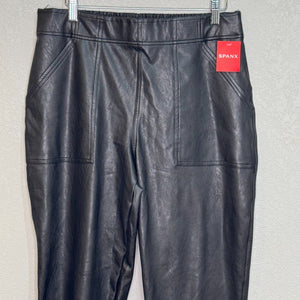 SPANX NEW Black Faux Leather-Like Joggers Pants Size Large $148