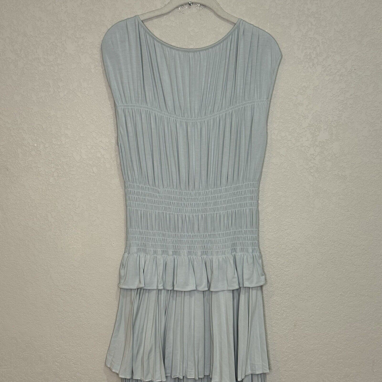 Rebecca Taylor NEW Glacier Blue Tiered Column Midi Dress Size Large NEW $295