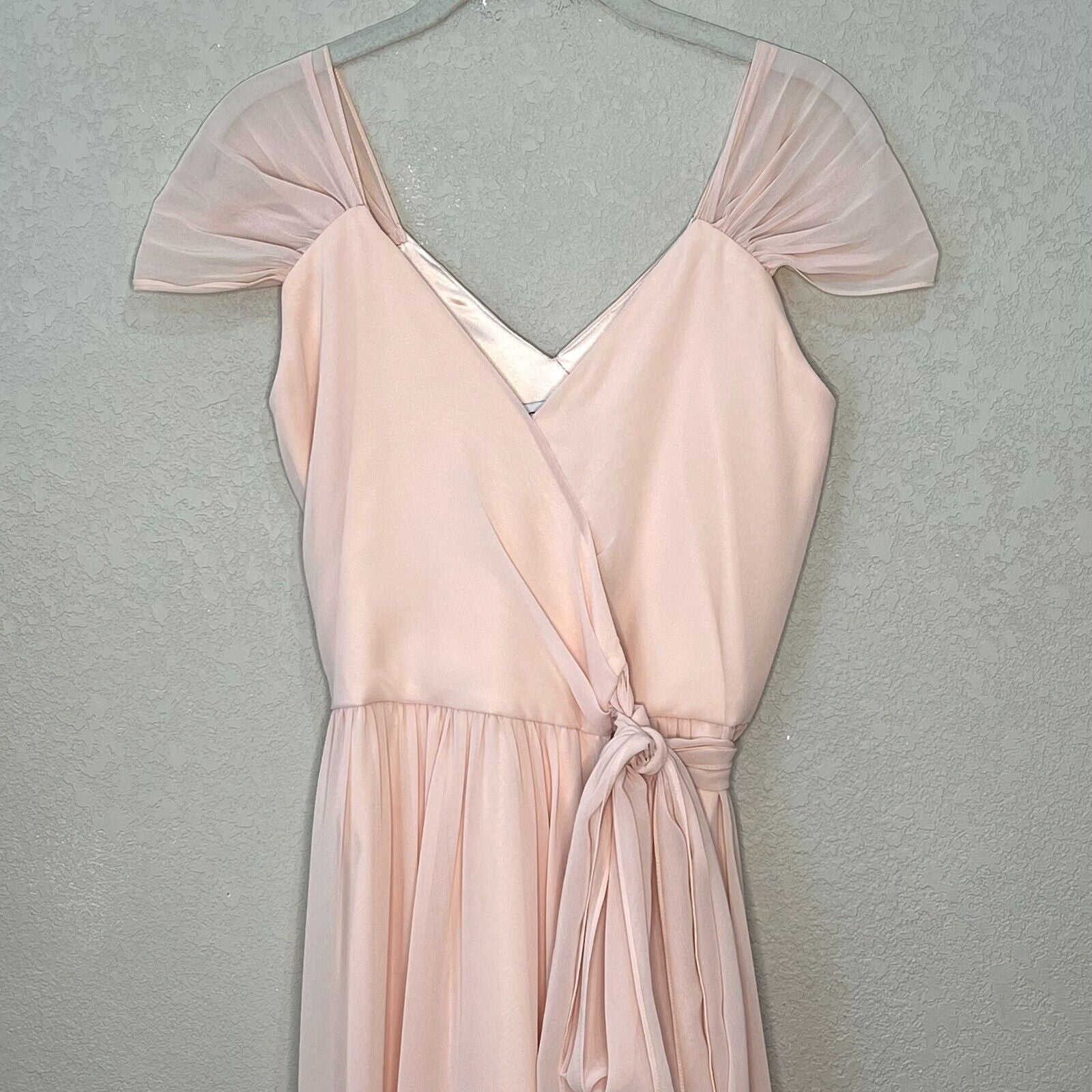 Ceremony by Joanna August Newbury Blush Pink Maxi Formal Wrap Dress Size XS