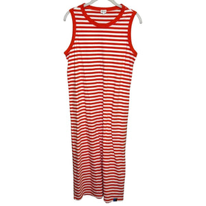 KULE Tank Dress Size Small Orange White Stripe Sleeveless Cotton $148