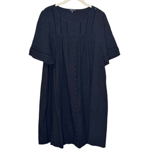 Madewell Pleated Button-Front Shift Dress Size XXL Black Lined