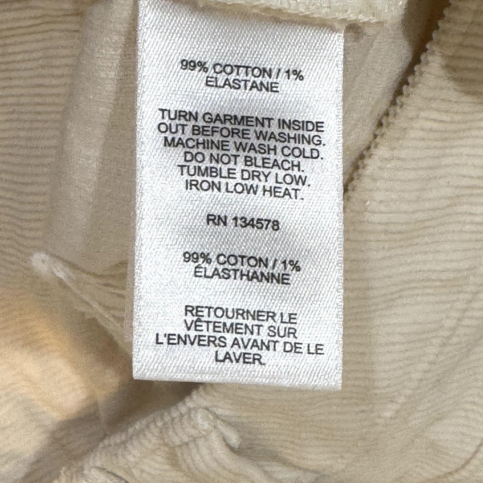 Vineyard Vines Pants Womens 28 Corduroy High Rise Ankle Raw Hem Ivory 2P001366