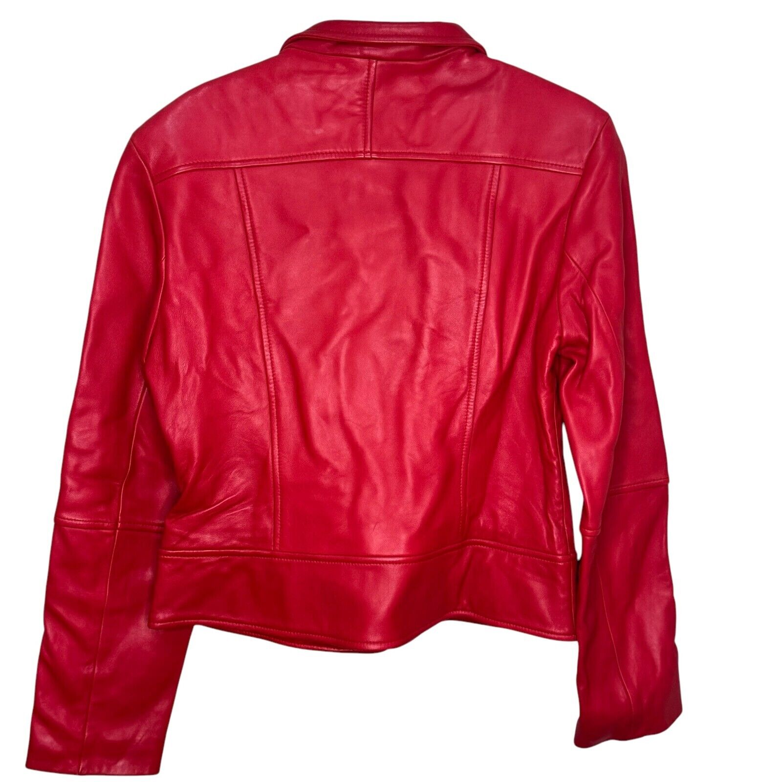 Andrew Marc New York Red Leather Jacket Womes Size Small Soft Lined