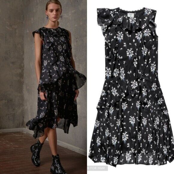 Erdem x H&M Rare Floral Silk Ruffle Caitlin Dress Size 12 - Flair-Style