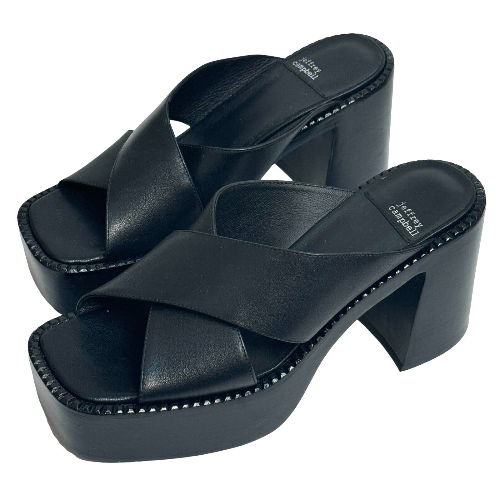 Jeffrey Campbell Kiff Black Platform Slide Sandal Women Size 10 $184