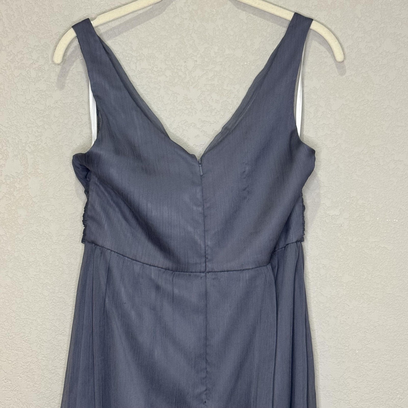 BHLDN Dress Womens Medium Blue Gray Sleeveless Chiffon Maxi Gown Formal Wedding