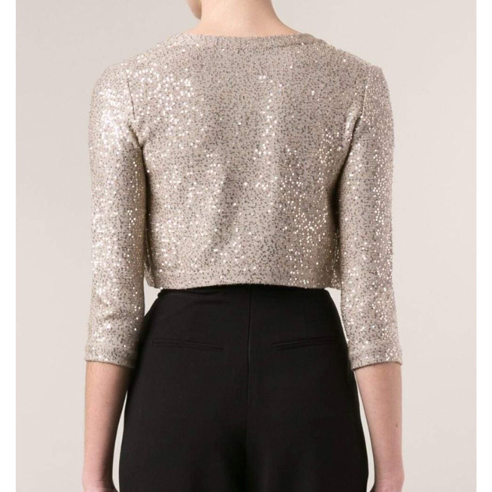 Oscar De La Renta NEW Gold Sequin Bolero Jacket Open Front Size Large $1690