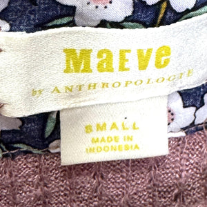 Maeve by Anthropologie Sweater Womens Small Mauve Cowl Neck Ruffle Hem Pullover