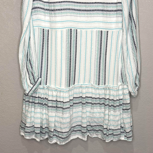 Allison New York Dress Womens Small Blue White Striped Boho Tassel Mini Lined