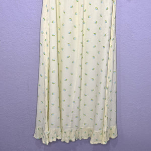 Faithfull The Brand Nora Dress Small Yellow Floral Smocked Puff Sleeve Midi