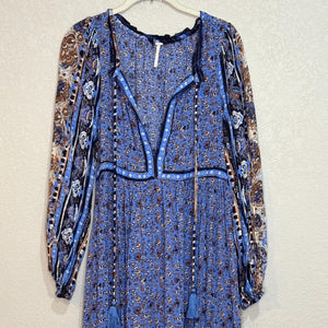 Free People Happy Feelings Midi Dress in Periwinkle Blue Combo Size Small