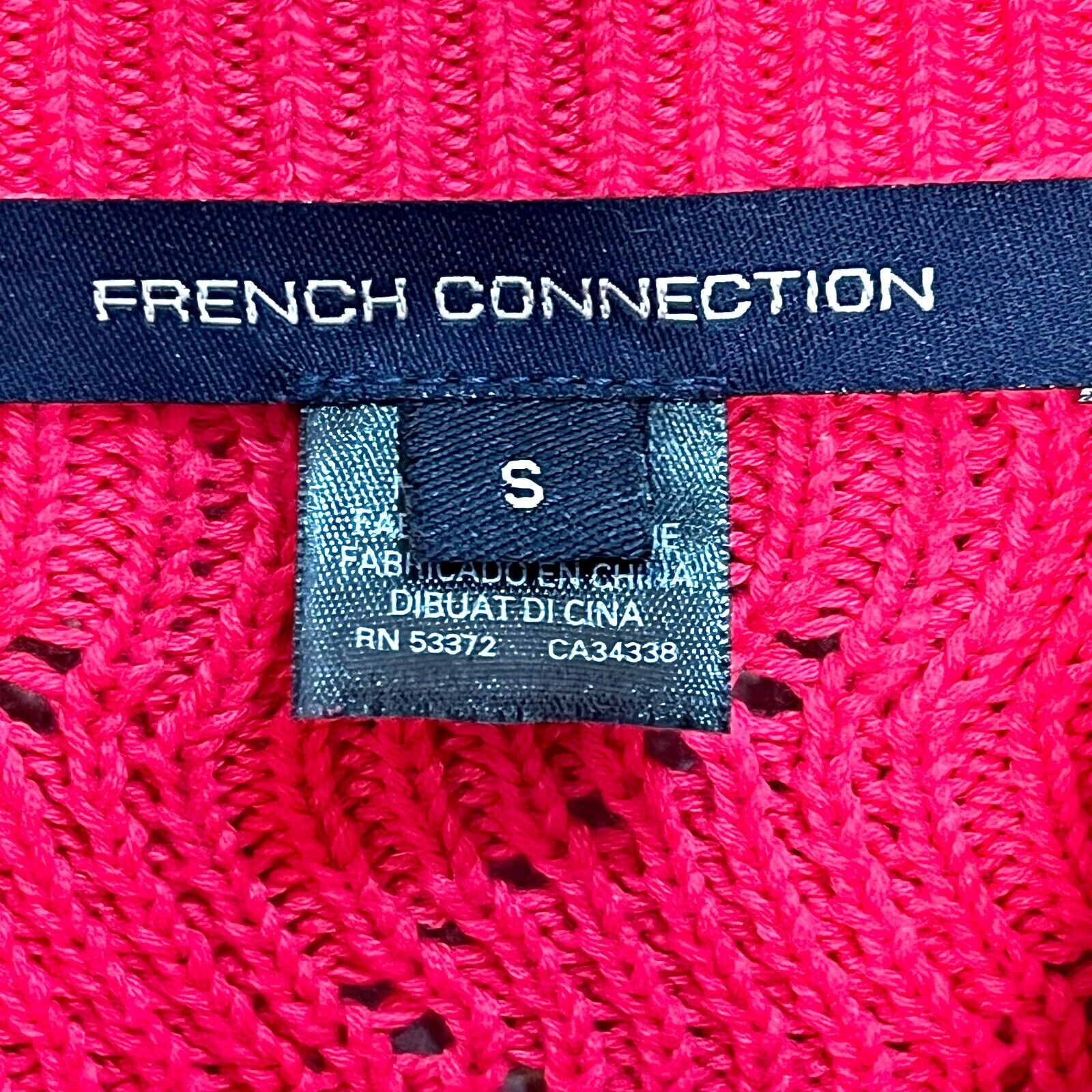 French Connection Hot Pink Kamillia Mozart Cotton Ruffle Sweater Size Small