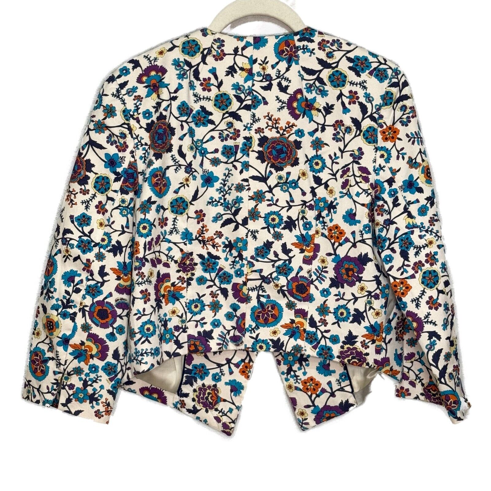 Anthropologie Elevenses Floral Open Blazer Jacket Size 8 Patchwork Petal Cropped