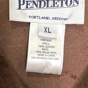 Pendleton Brown Suede Vest Size XL Womens Oxford Mix Aztec Wool