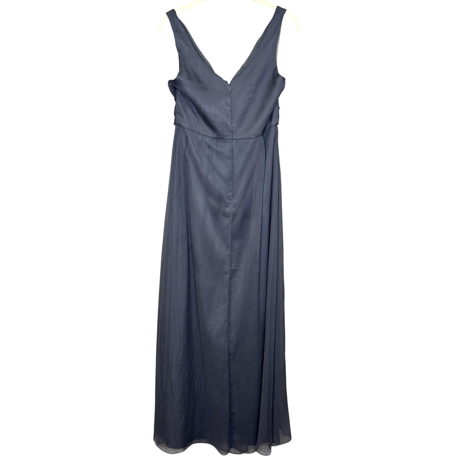 BHLDN Dress Womens Medium Blue Gray Sleeveless Chiffon Maxi Gown Formal Wedding