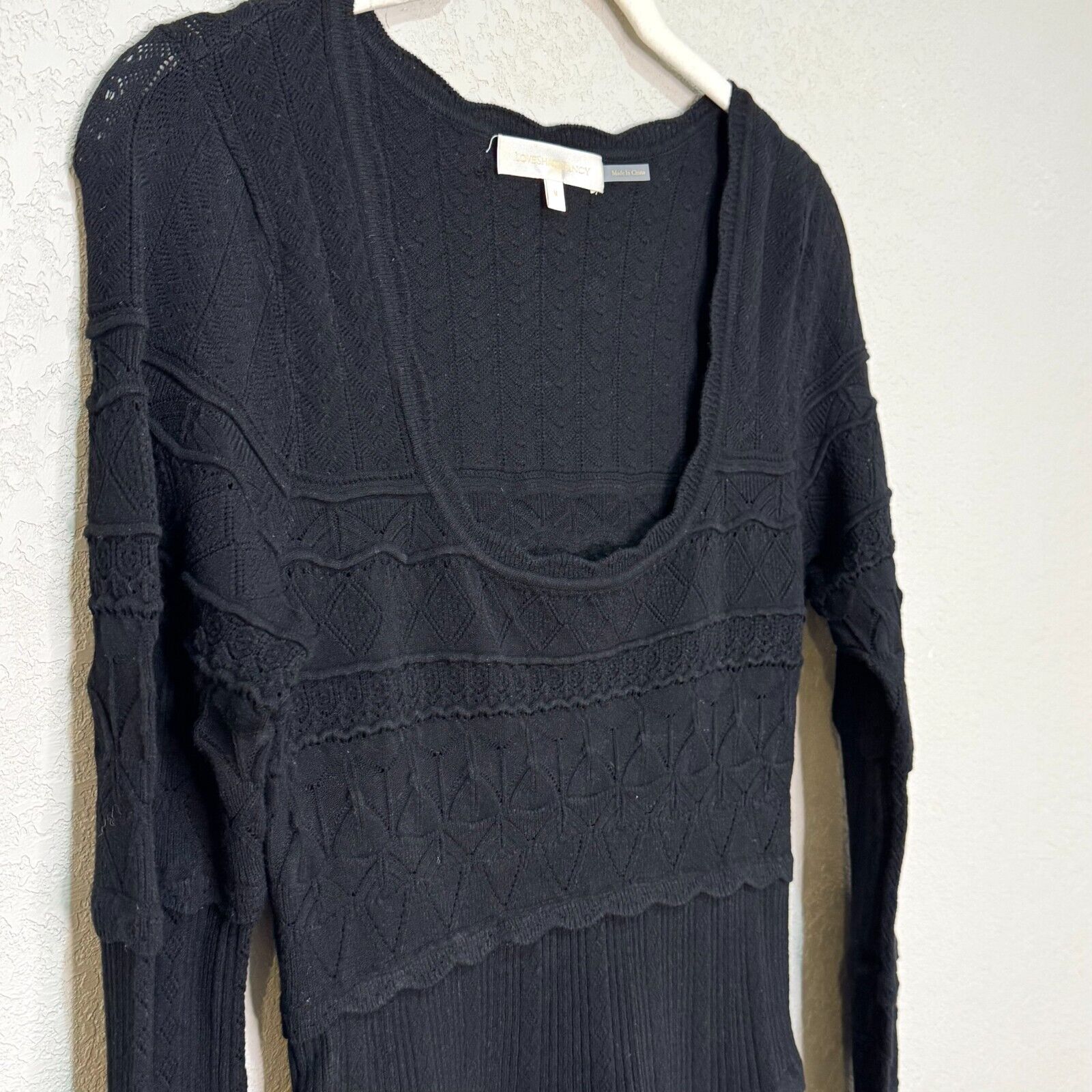 LoveShackFancy Dress Size Medium Black Pointelle Knit $495