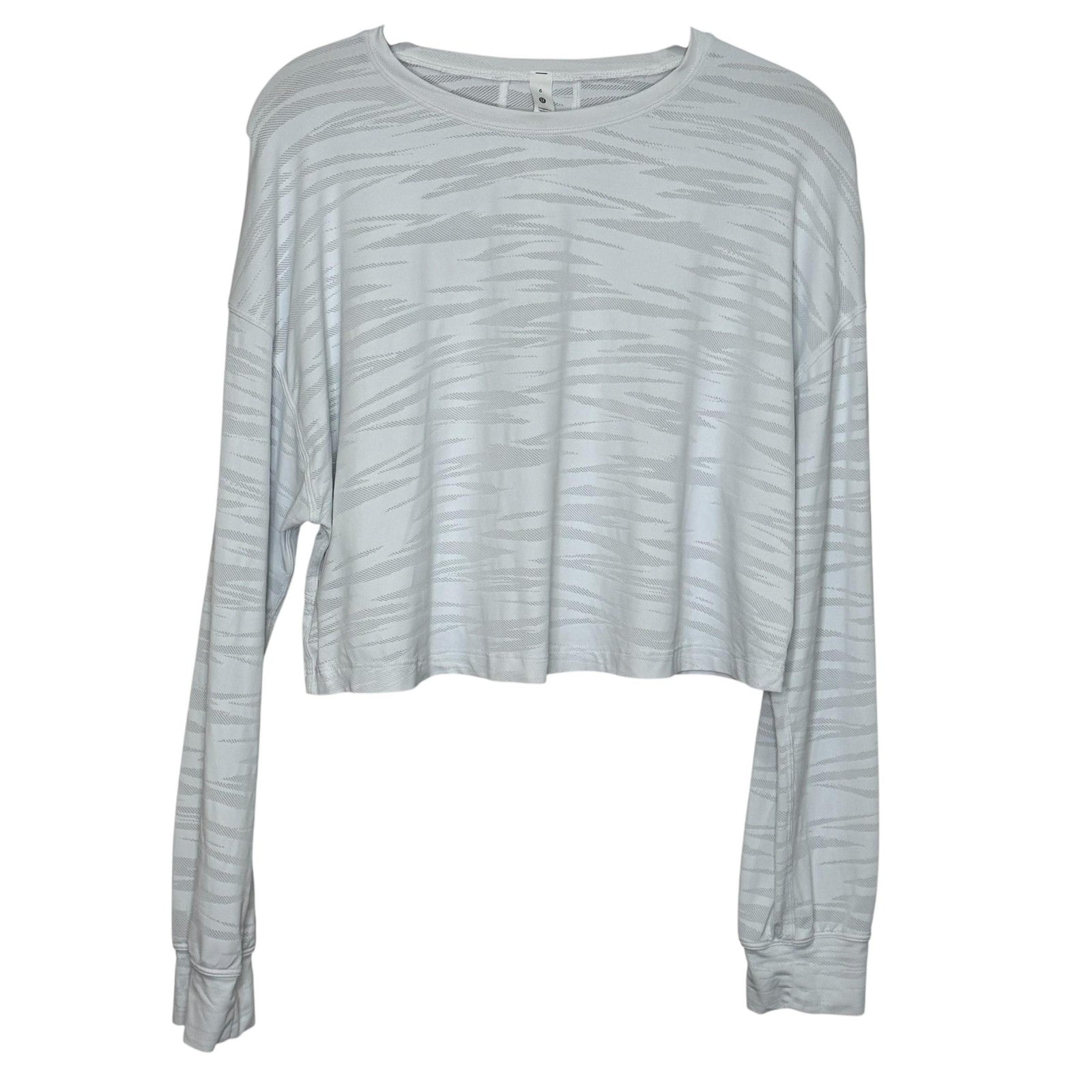 Lululemon Pullover Womens 6 Swiftly Tech Long Sleeve Crop Tiger Wave Lightweight