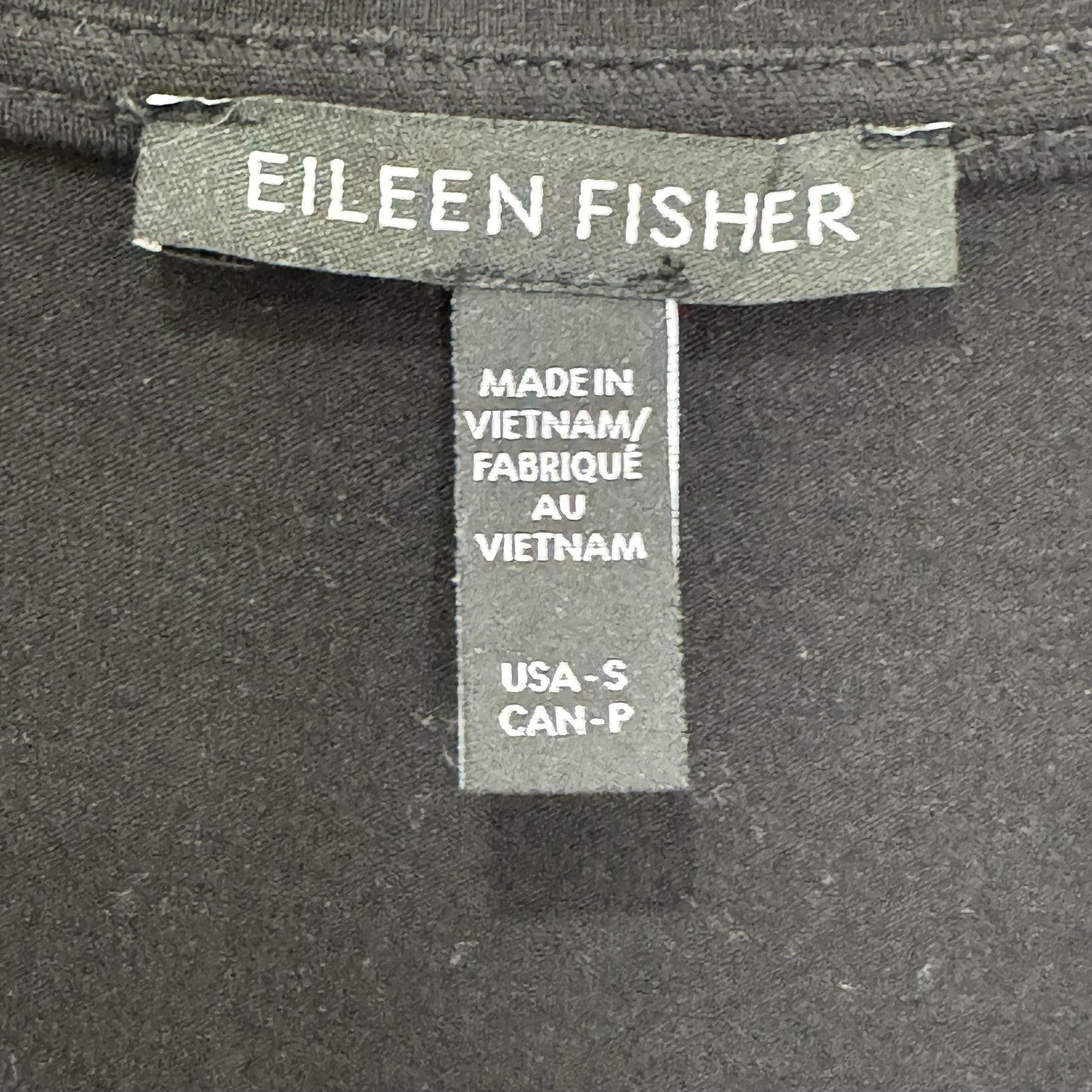 Eileen Fisher Dress Small Black Long Sleeve V Neck Tencel Knit Minimalist System