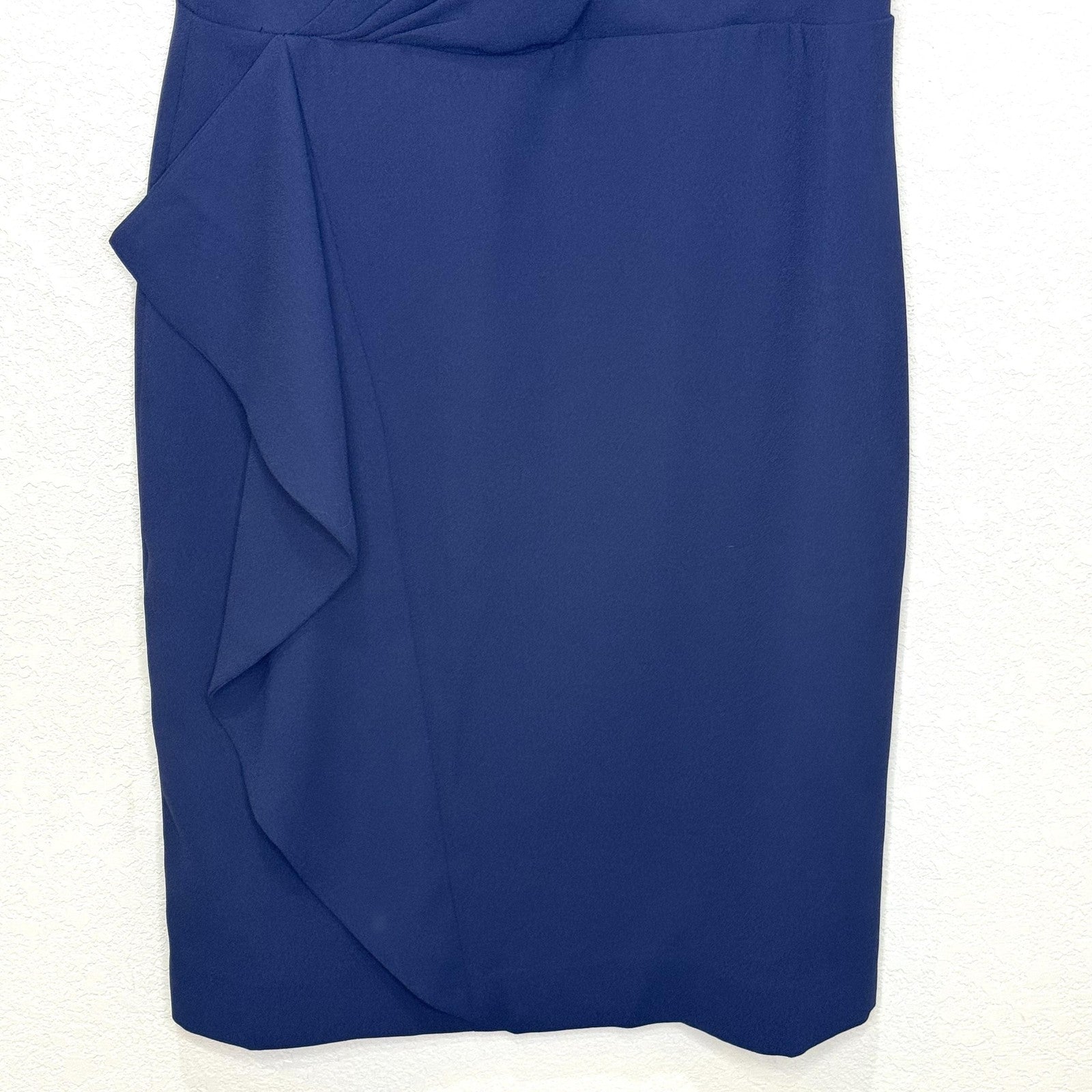 J Crew Dress Womens 10 Navy Blue 365 Faux Wrap Sleeveless Ruffle Midi J5239