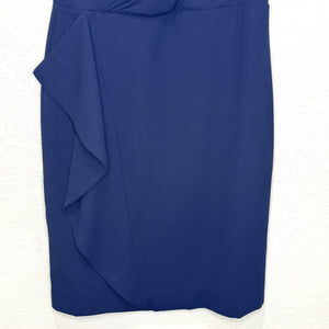 J Crew Dress Womens 10 Navy Blue 365 Faux Wrap Sleeveless Ruffle Midi J5239