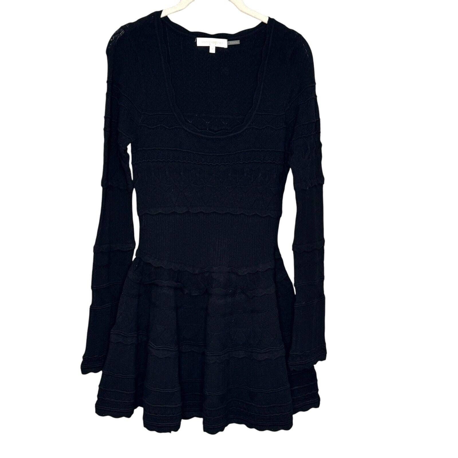 LoveShackFancy Dress Size Medium Black Pointelle Knit $495