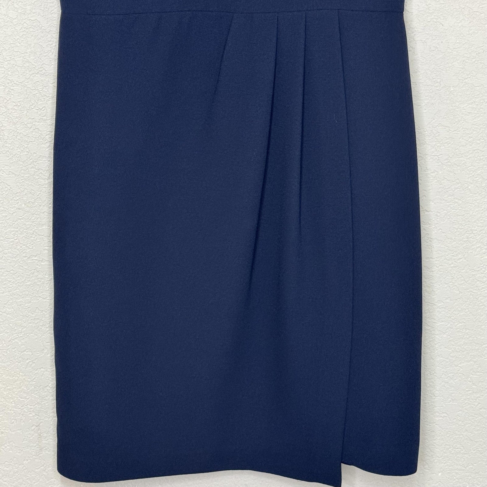 Club Monaco Dress Womens 6 Navy Blue V-Neck Wrap Sheath Lined Zip Back Office