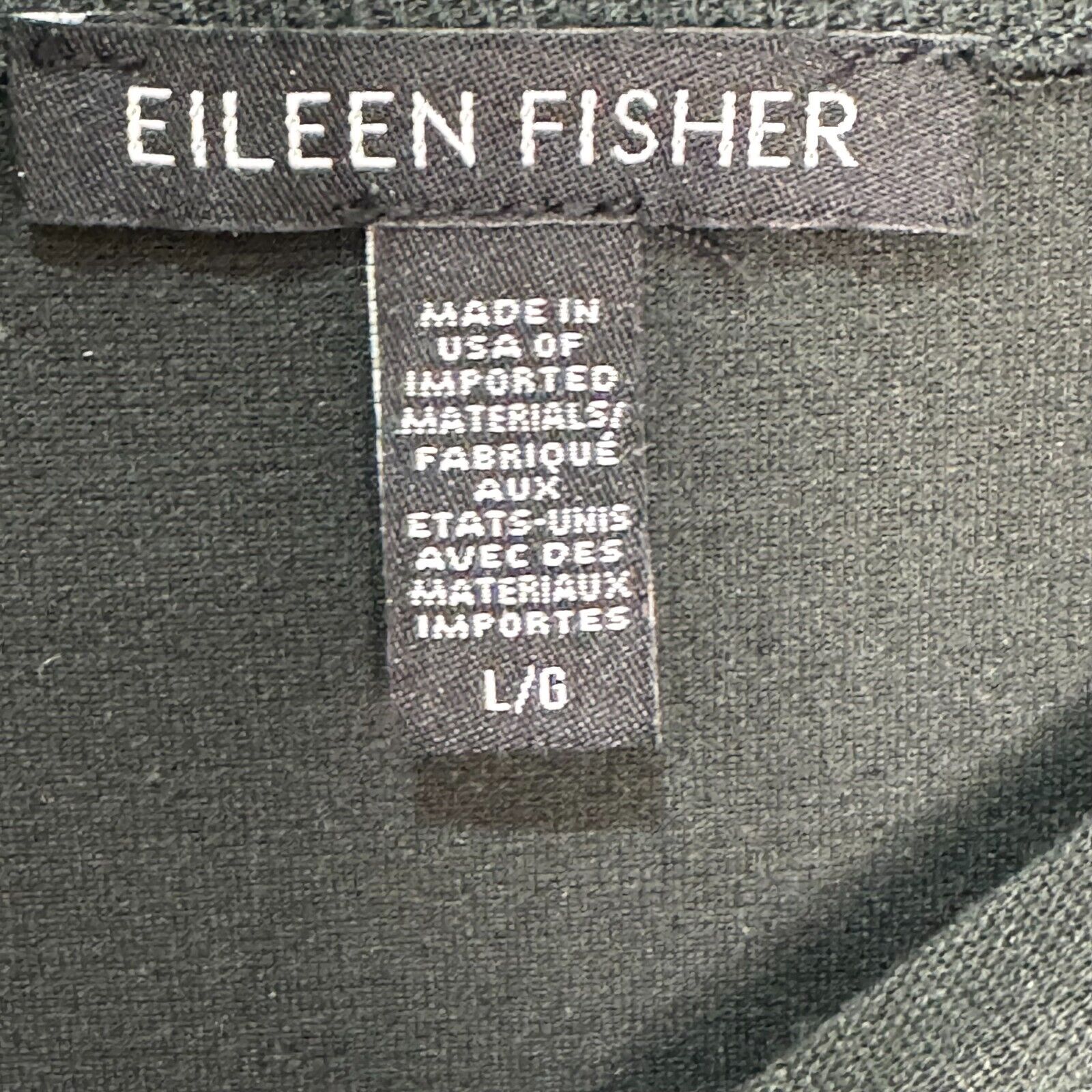 Eileen Fisher Dark Green Crepe Stretch Jersey Top Size Large Viscose Blend