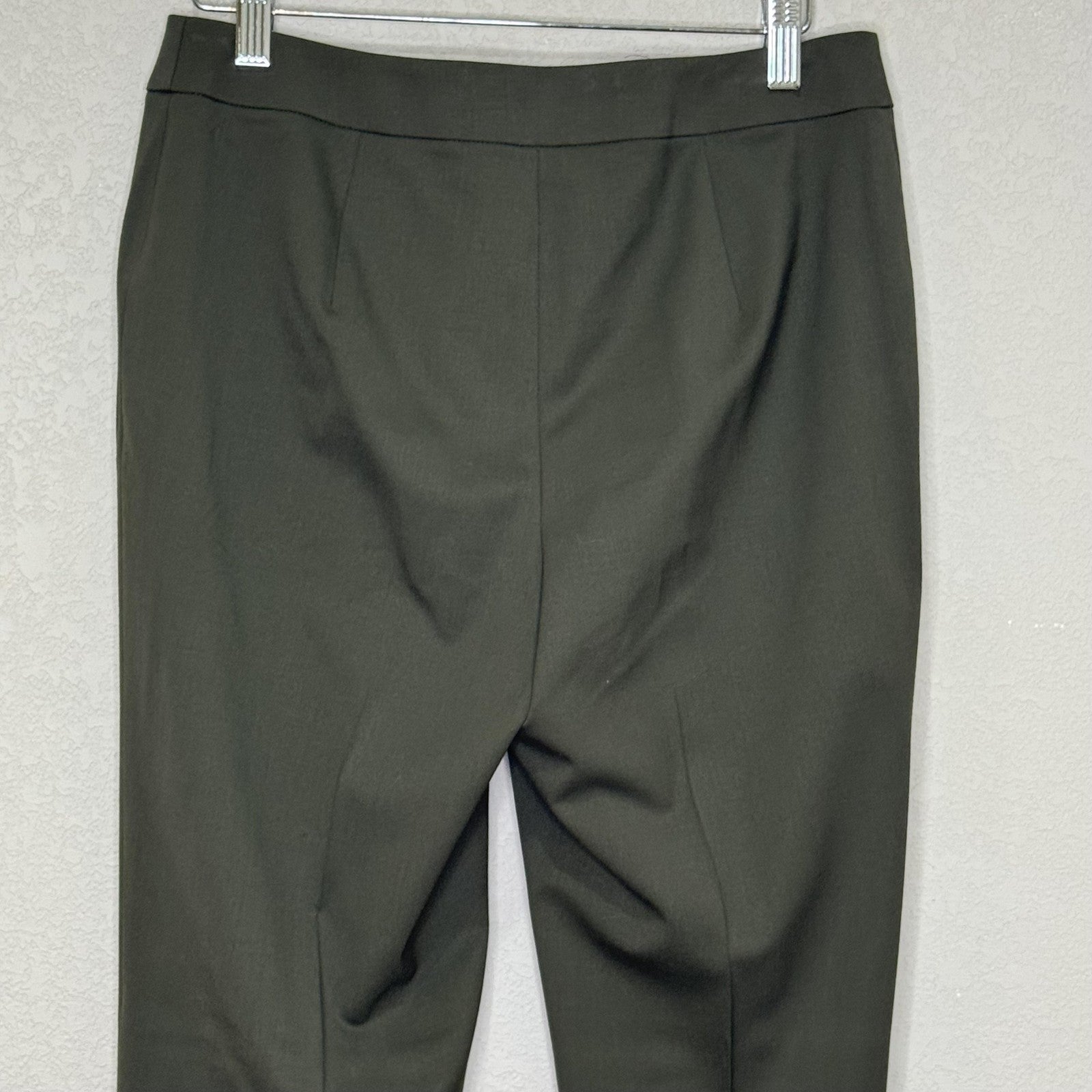 Lafayette 148 New York Pants Womens 4 Olive Green Virgin Wool Stretch Tailored