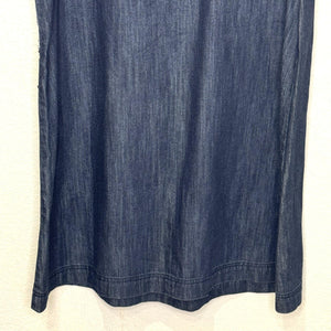 Holding Horses Dress Womens 8 Blue Denim Embroidered Floral Shift Anthropologie