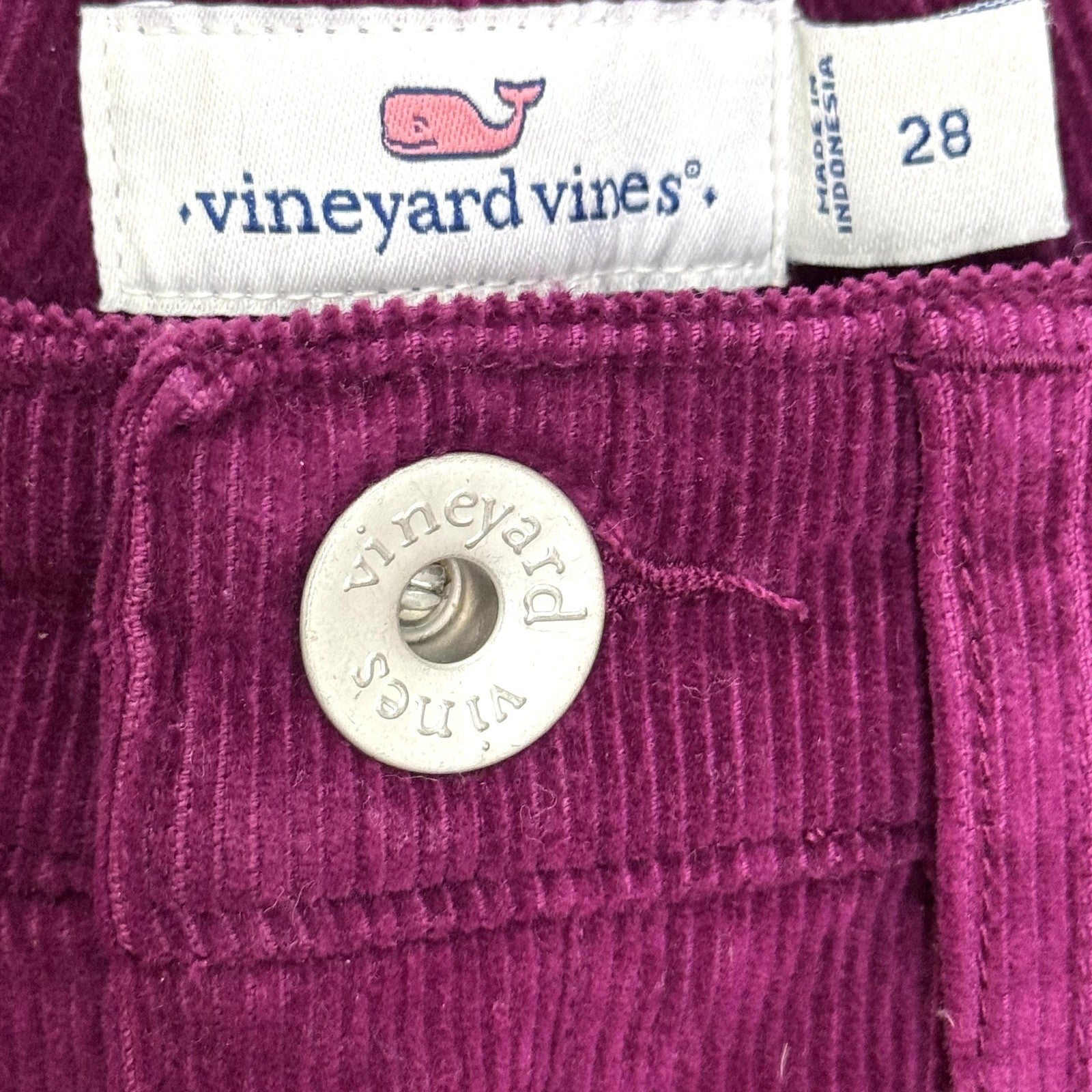 Vineyard Vines Pants Womens 28 Purple Corduroy Raw Hem Ankle Stretch 2P001366
