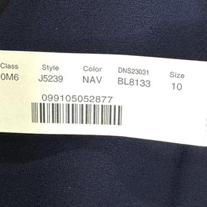 J Crew Dress Womens 10 Navy Blue 365 Faux Wrap Sleeveless Ruffle Midi J5239