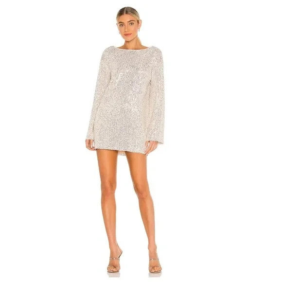 Lovers and Friends Dress Medium Coco Tunic Gold Sequin Long Sleeve Mini Party