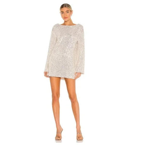 Lovers and Friends Dress Medium Coco Tunic Gold Sequin Long Sleeve Mini Party