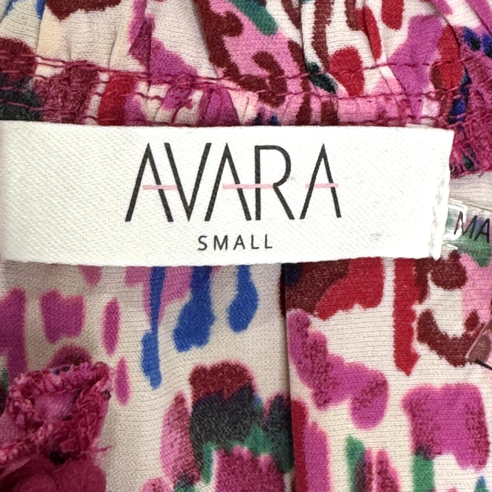 Avara Dress Womens Small Pink Purple Floral Ruffle Sleeveless Belted Tiered Boho